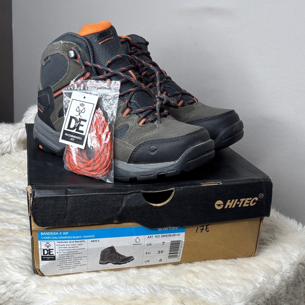 Hi-Tec Men’s Charcoal and Orange Waterproof Hiking Boots